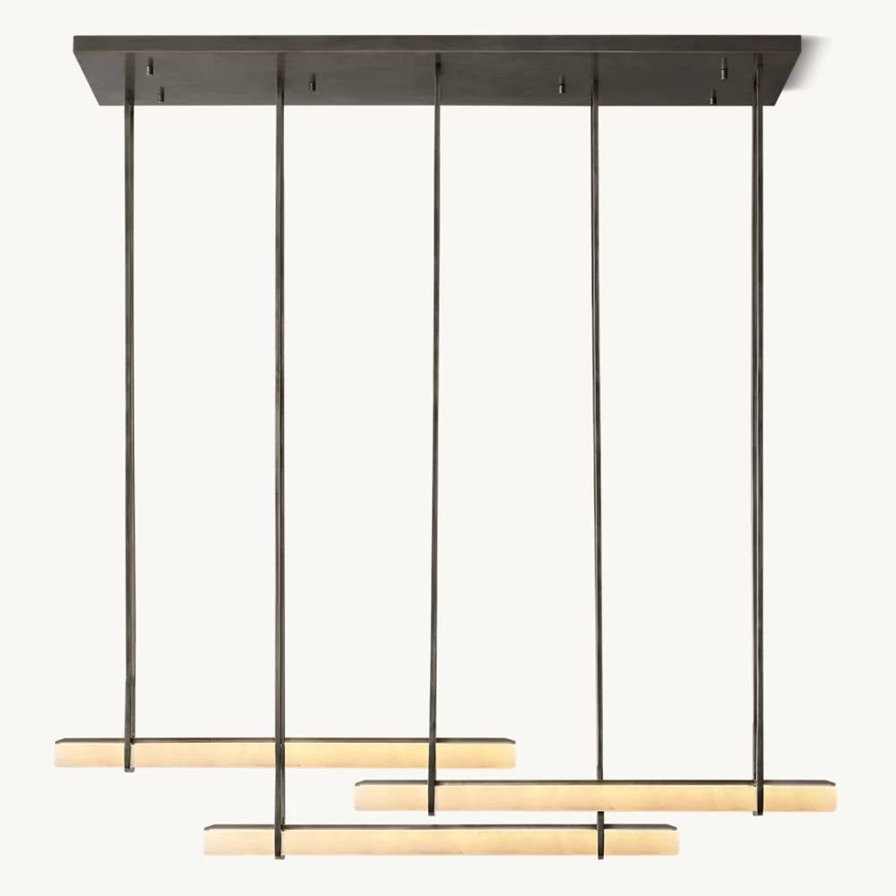 Astrelle Alabaster Triple Bar Linear Chandelier