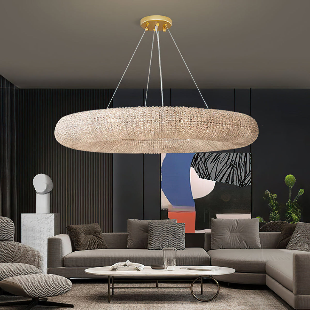 Halo Crystal Round Chandelier 41"