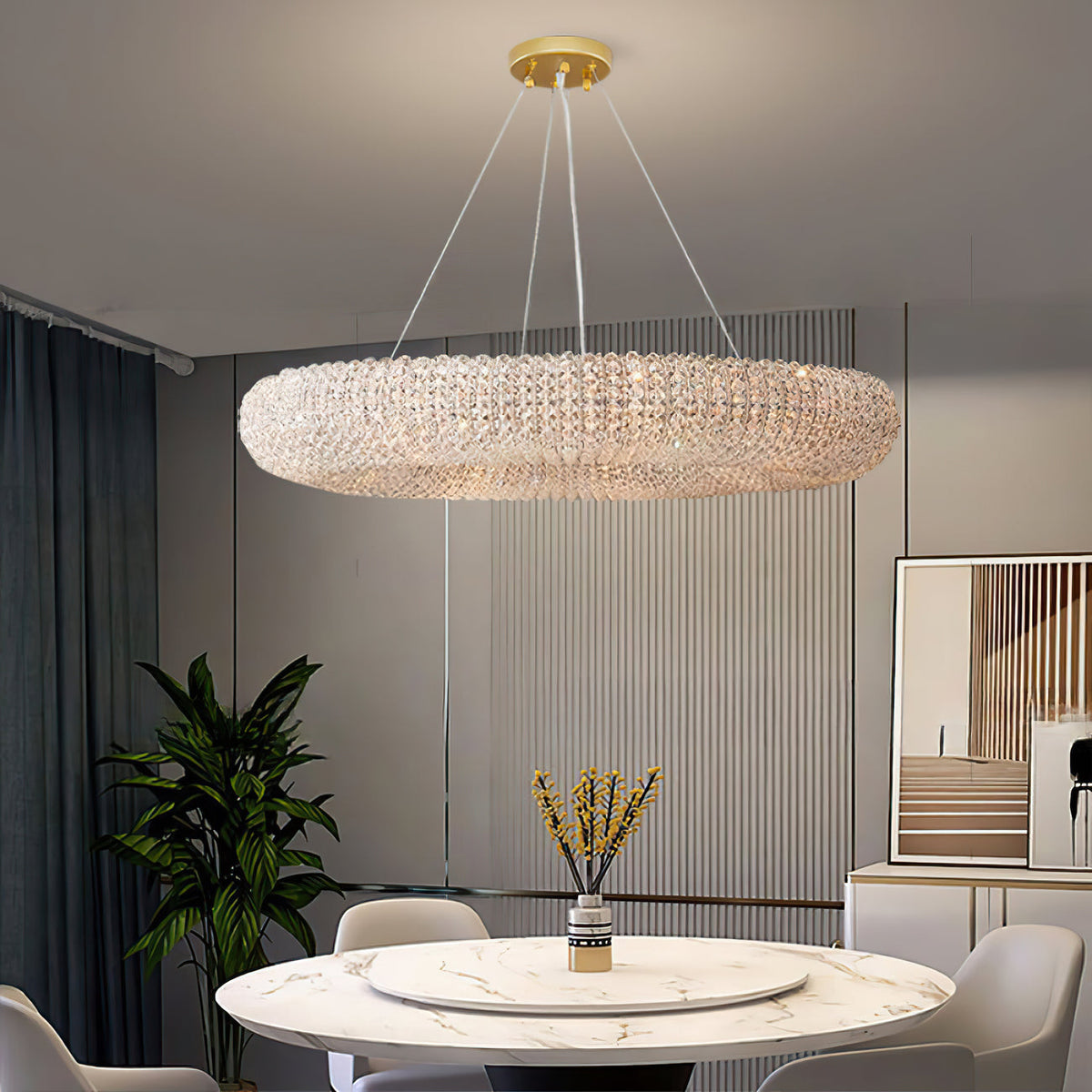 Halo Crystal Round Chandelier 72"