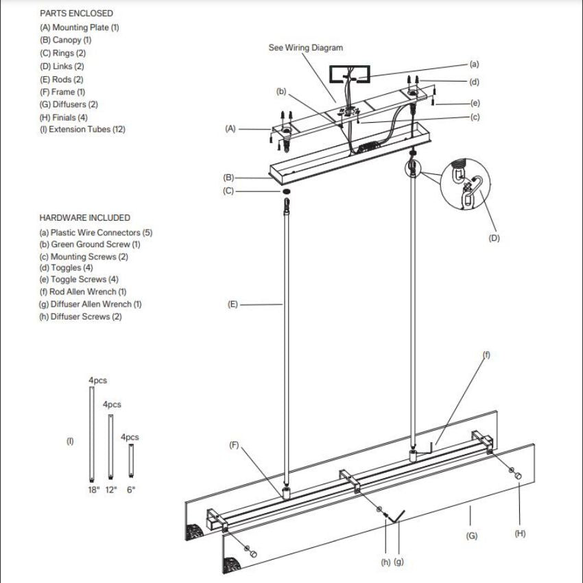 Voulent Linear Chandelier 54"