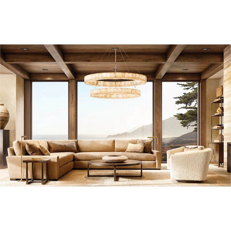 Rivent Alabaster Two-Tier Round Chandelier 60"