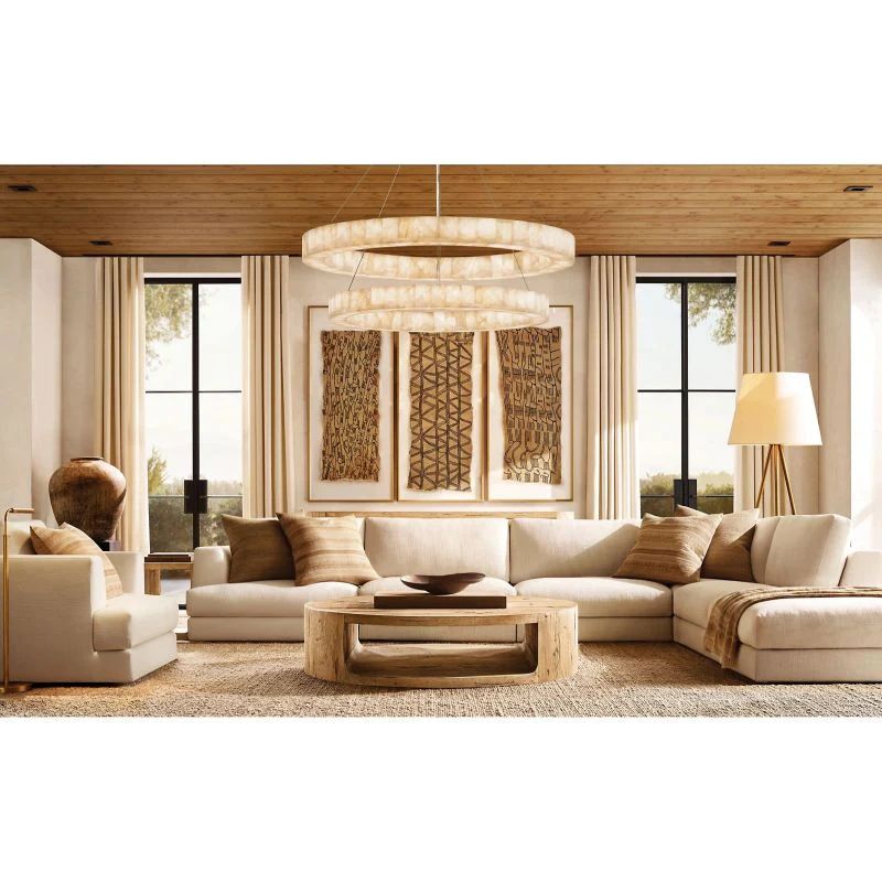 Rivent Alabaster Two-Tier Round Chandelier 60"