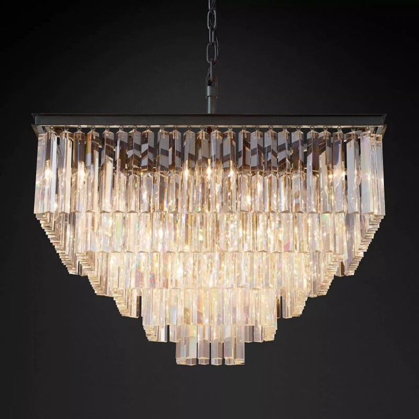 Odeval Tiered Square Chandelier 34"