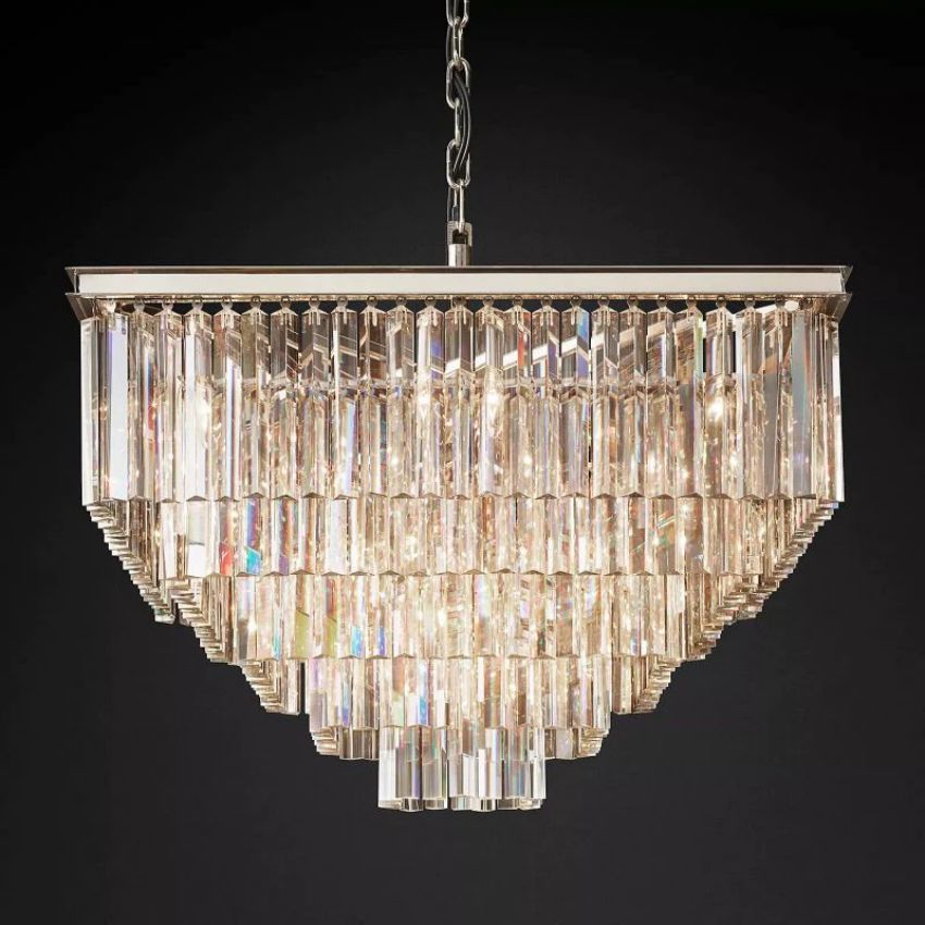 Odeval Tiered Square Chandelier 34"