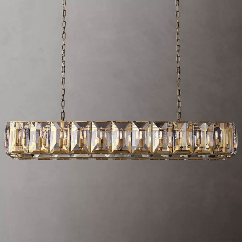 Harluxe Crystal Rectangle Chandelier 74"