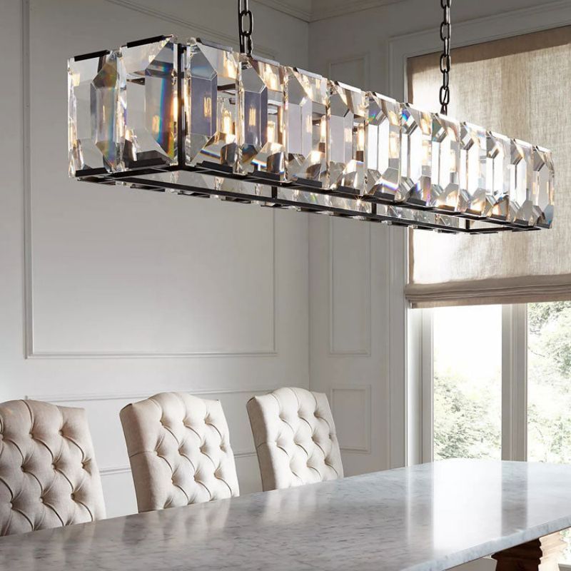 Harluxe Crystal Rectangle Chandelier 62"