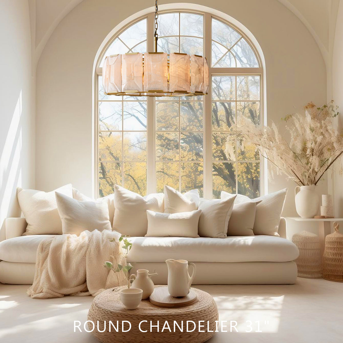 Harluxe Calcite Round Chandelier 31"
