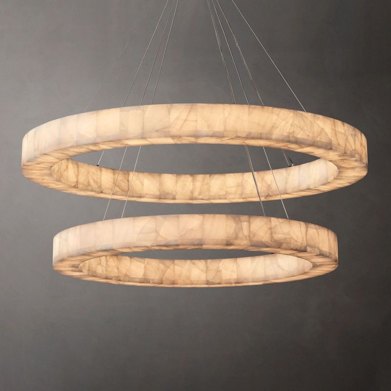 Rivent Alabaster Two-Tier Round Chandelier 60"
