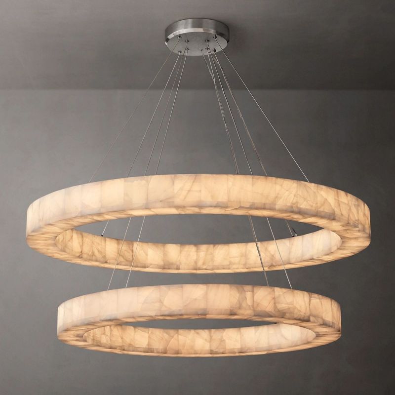Rivent Alabaster Two-Tier Round Chandelier 60"