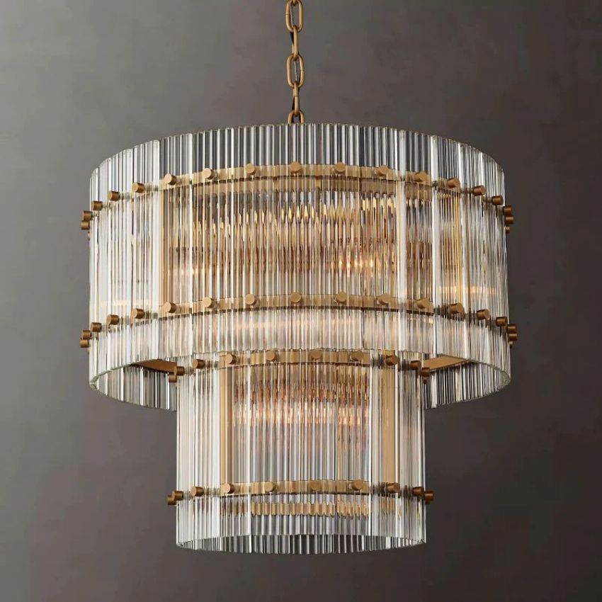 Sanrico Glass Two-Tier Round Chandelier 22"