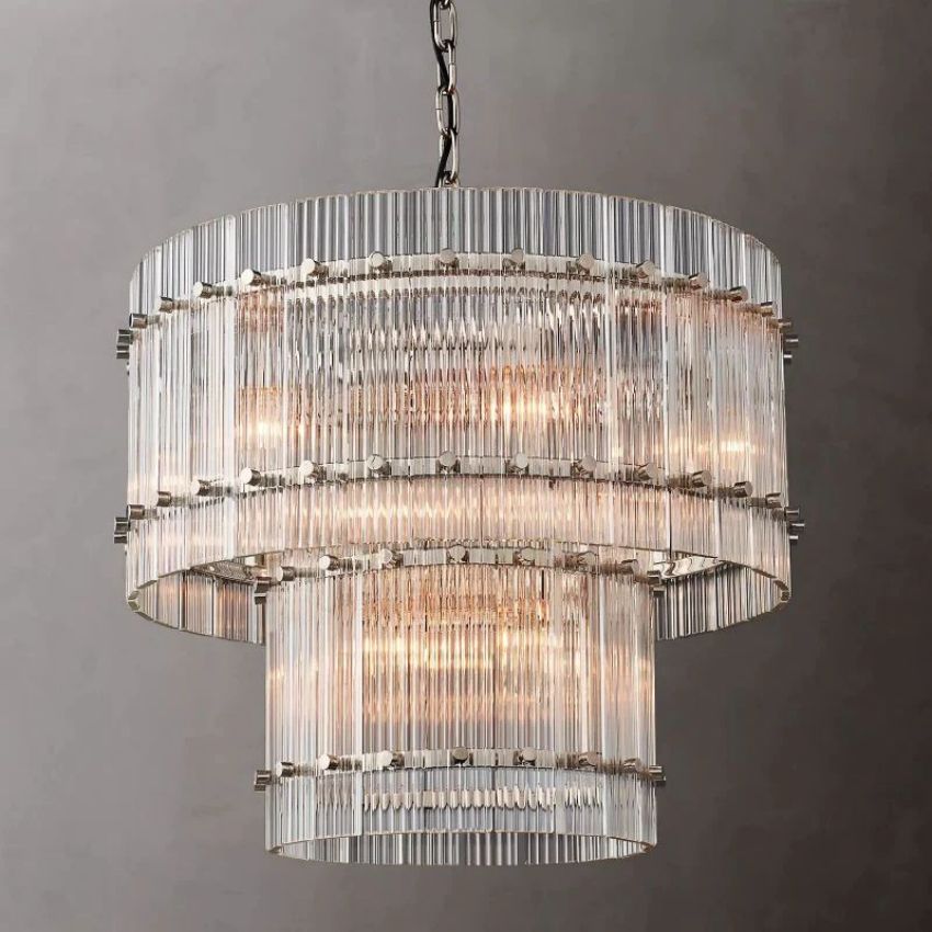 Sanrico Glass Two-Tier Round Chandelier 22"