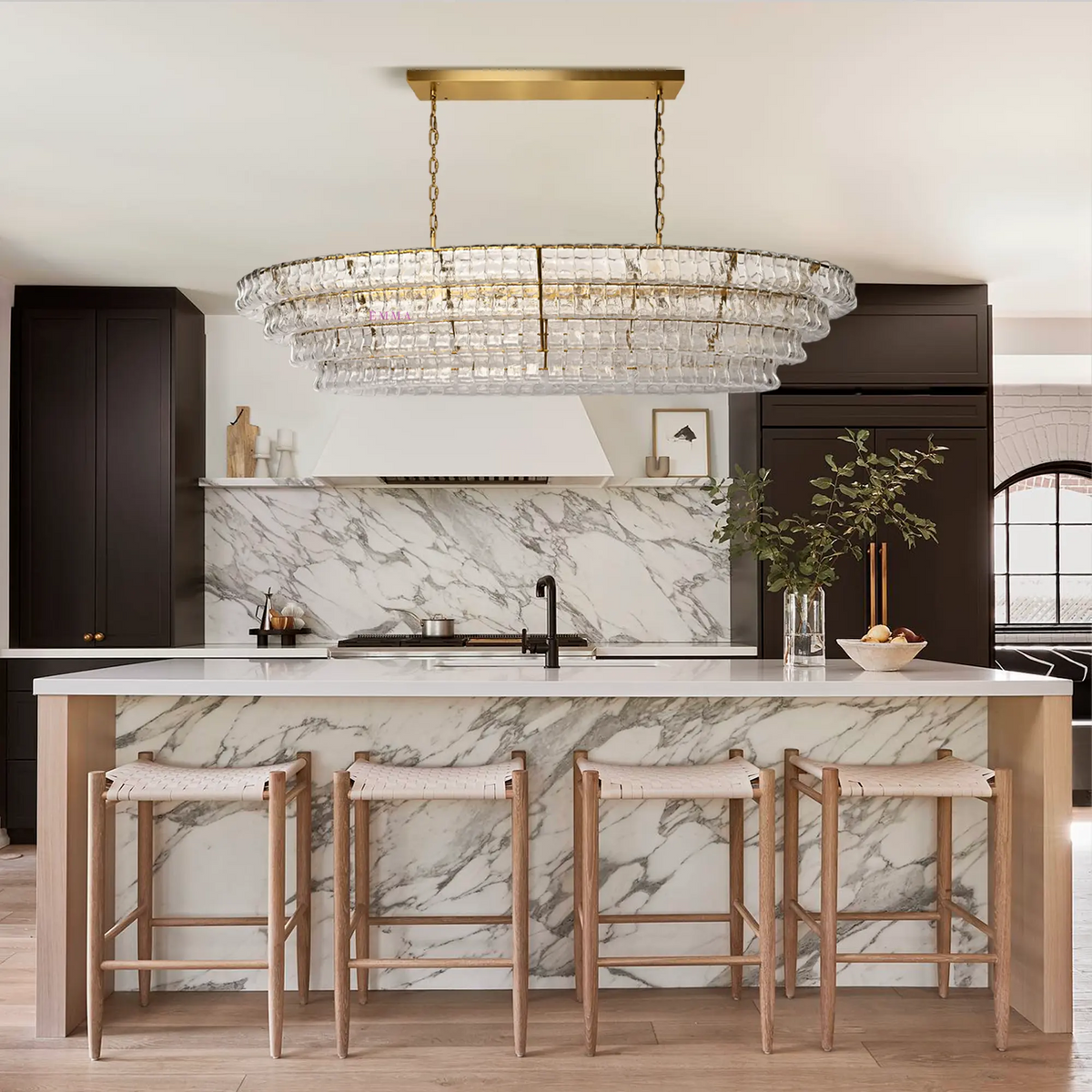 Ghiaccio Glass Oval Chandelier