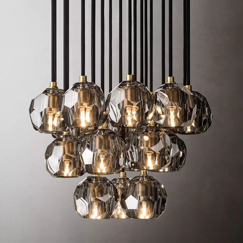 Boulle Round Cluster Chandelier 19"
