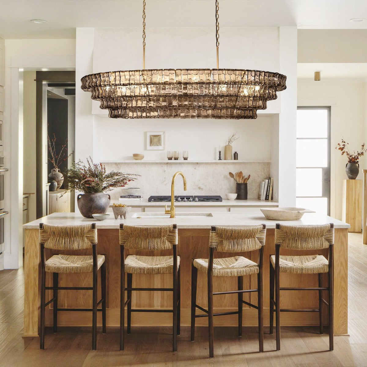 Ghiaccio Glass Oval Chandelier