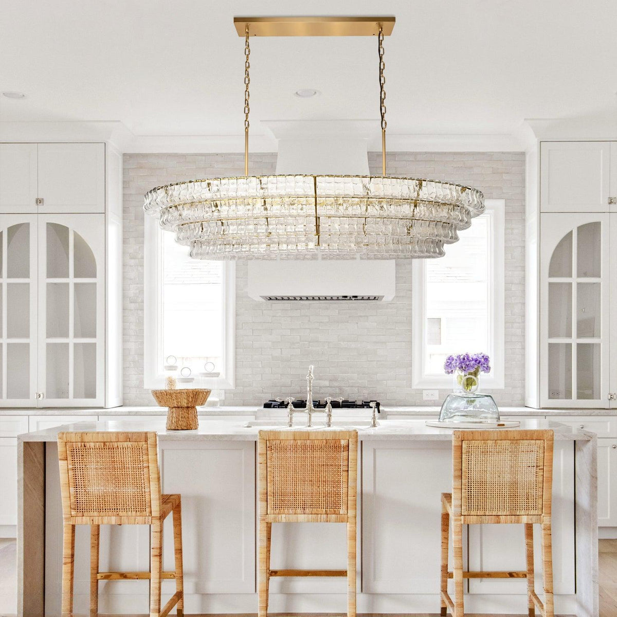 Ghiaccio Glass Oval Chandelier